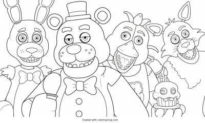 A coloring page of Fnaf