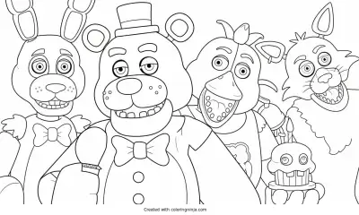 A coloring page of Fnaf