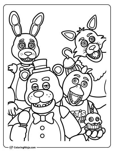 Five Nights at Freddy's Characters Coloring Page