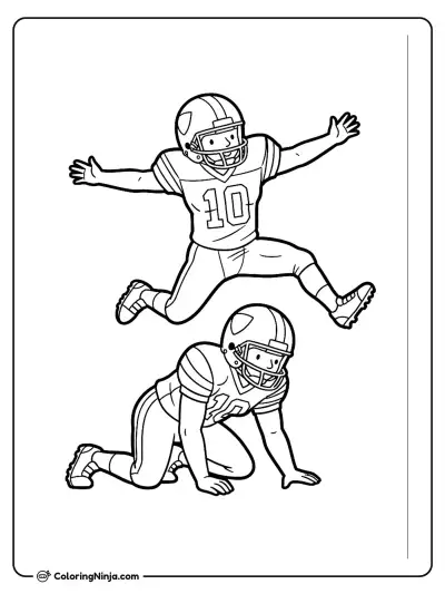 Football Player Hurdling Over Opponent Coloring Page