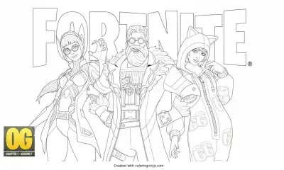 A coloring page of fortnite