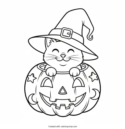 The Pumpkin Patch Kitty Coloring Page