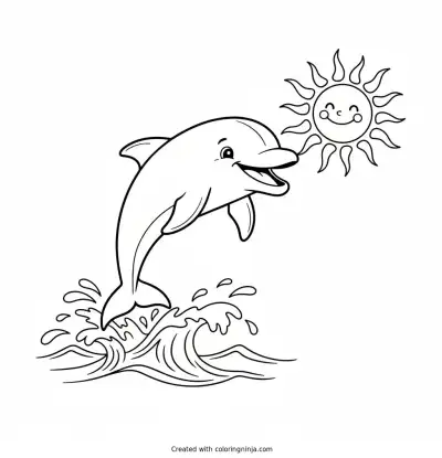A Leaping Ocean Dolphin Coloring Page
