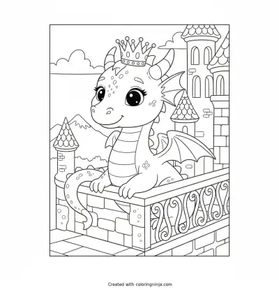 The Royal Dragon Companion Coloring Page