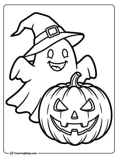 The Friendly Pumpkin Ghost Coloring Page