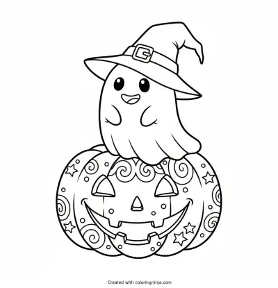 The Friendly Pumpkin Ghost Coloring Page