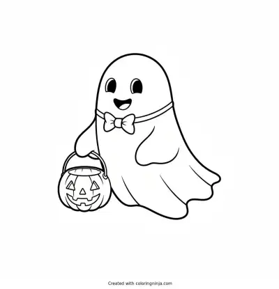 The Cheerful Trick-or-Treater Coloring Page