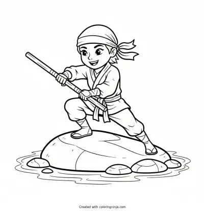 River Stone Staff Practice Coloring Page
