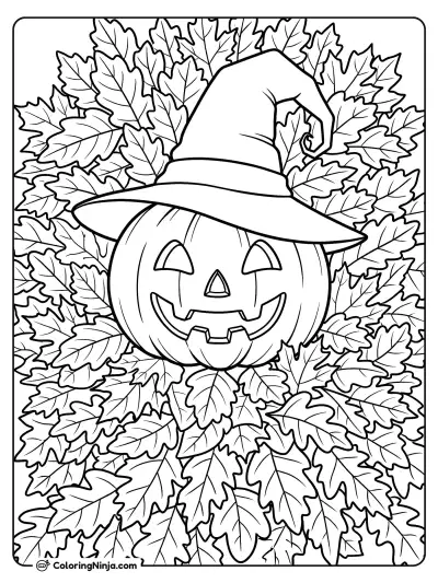 The Happy Pumpkin Witch Coloring Page