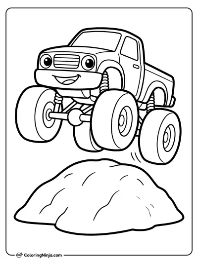 Bouncing Dirt Track Monster Truck Coloring Page