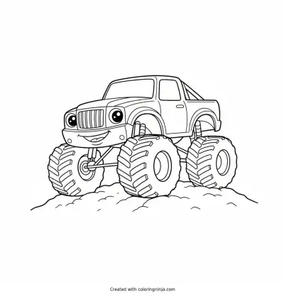 Happy Dirt Jumping Truck Coloring Page