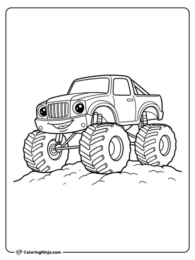 Happy Dirt Jumping Truck Coloring Page