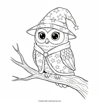 Wise Little Halloween Owl Coloring Page