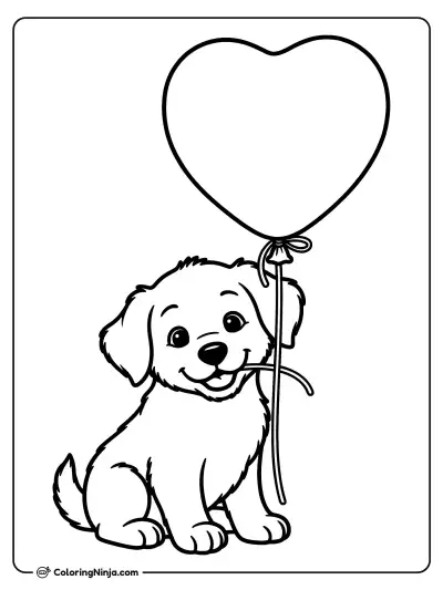 Perrito con Globo de Corazón