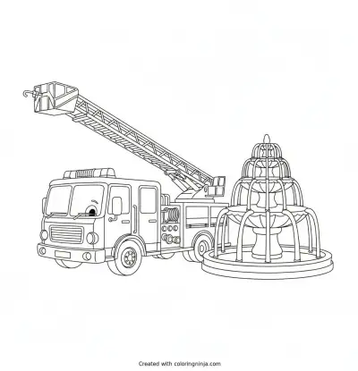 Helper Fire Truck Ready to Go Coloring Page