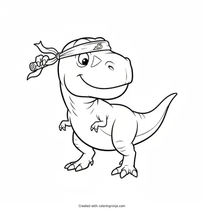 Dino Ninja Headband Help Coloring Page