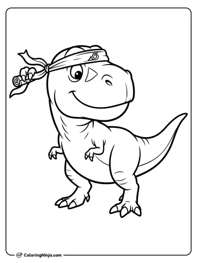 Dino Ninja Headband Help Coloring Page