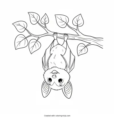 The Sleepy Tree Bat Coloring Page