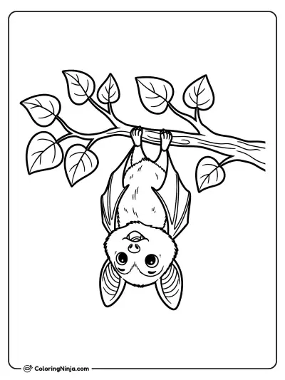 The Sleepy Tree Bat Coloring Page