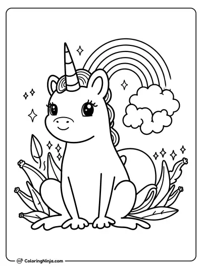 Rana mágica con cuerno de unicornio