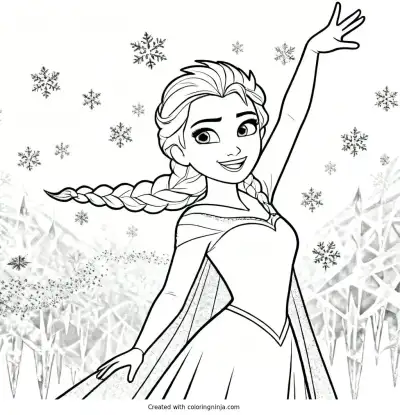 Elsa dancing coloring page