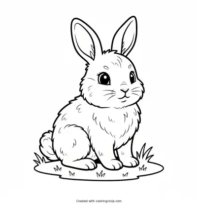 Fuzzy Bunny Coloring Page