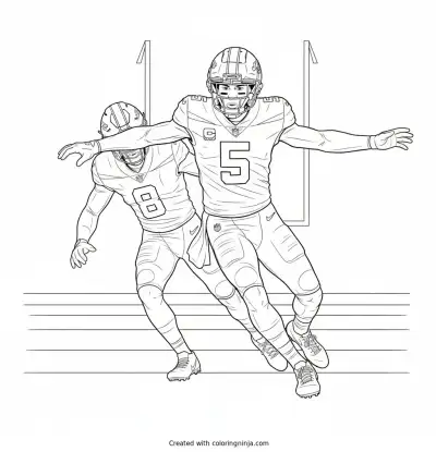 Garrett Wilson Spinning Past Defenders Coloring Page
