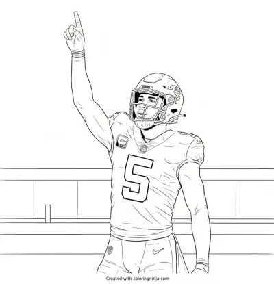 Garrett Wilson End Zone Celebration Coloring Page