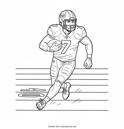 Geno Smith Running the Ball Coloring Page