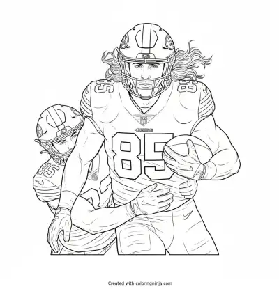 George Kittle Powering Past Defenders Coloring Page