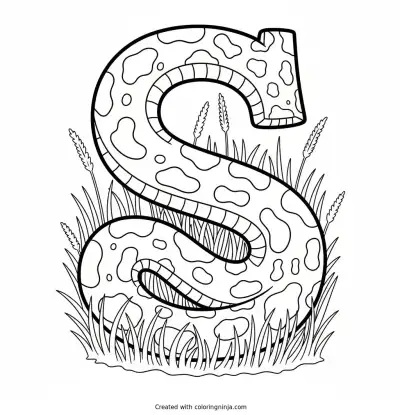 Slithering Letter S Snake Coloring Page
