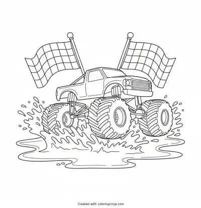 Big Splash Monster Truck Coloring Page