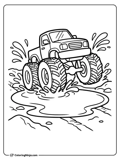 Big Splash Off-Road Monster Truck Coloring Page