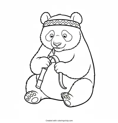 Panda Bamboo Master Coloring Page
