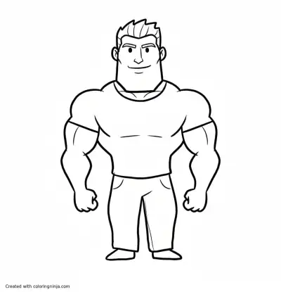 A coloring page of giga chad
