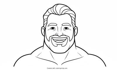 A coloring page of giga chad