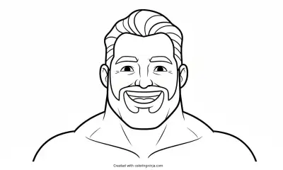 A coloring page of giga chad