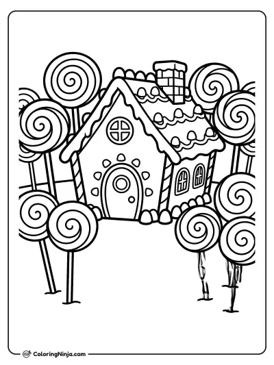 Lollipop Forest House Coloring Page