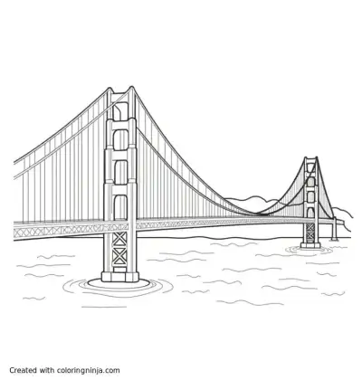 A coloring page of golden gate bridge