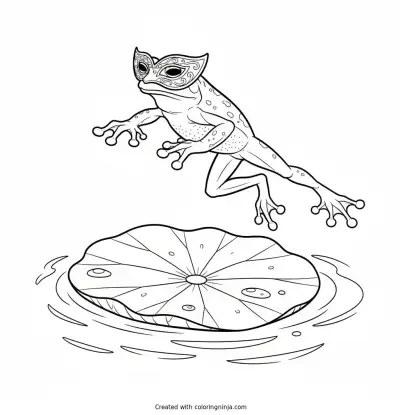 Tree Frog Ninja Leap Coloring Page