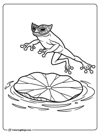 Tree Frog Ninja Leap Coloring Page