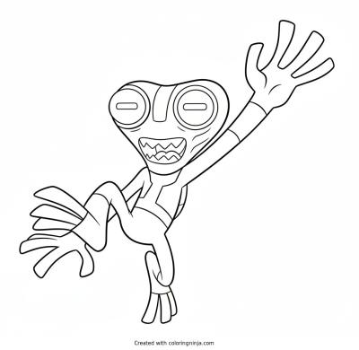 A coloring page of Grey Matter from Ben 10 Jumping
