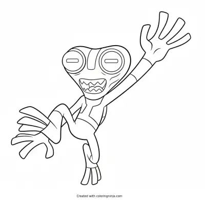 A coloring page of Grey Matter from Ben 10 Jumping