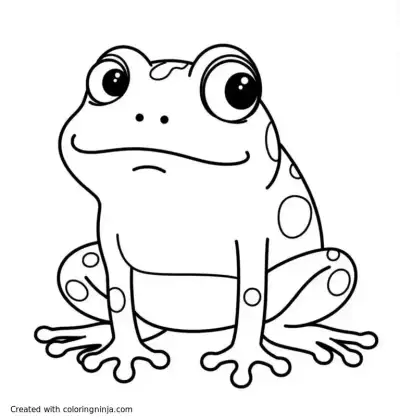 A coloring page of grumpy old frog