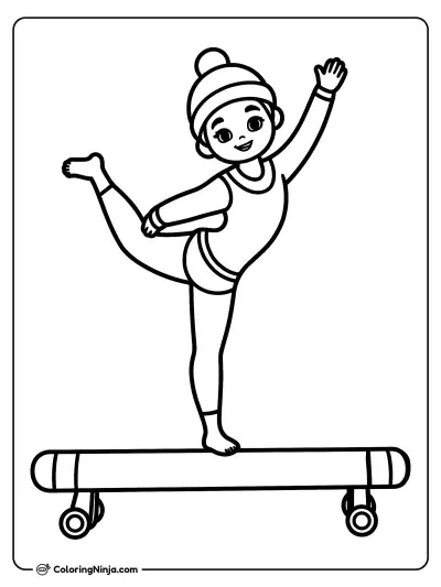 Gimnasta en barra de equilibrio invernal