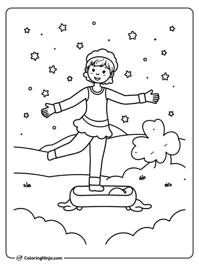 Gimnasta en un paisaje invernal