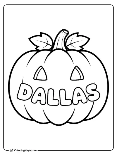 Halloween Pumpkin with Dallas Coloring Page
