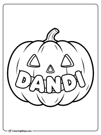Halloween Pumpkin With Dandi Name Coloring Page