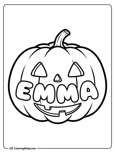 Halloween Pumpkin With Name Emma Coloring Page