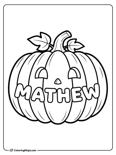Halloween Pumpkin With Name Matthew Coloring Page